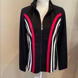 Women's Black Jacket with Pink and White Accents